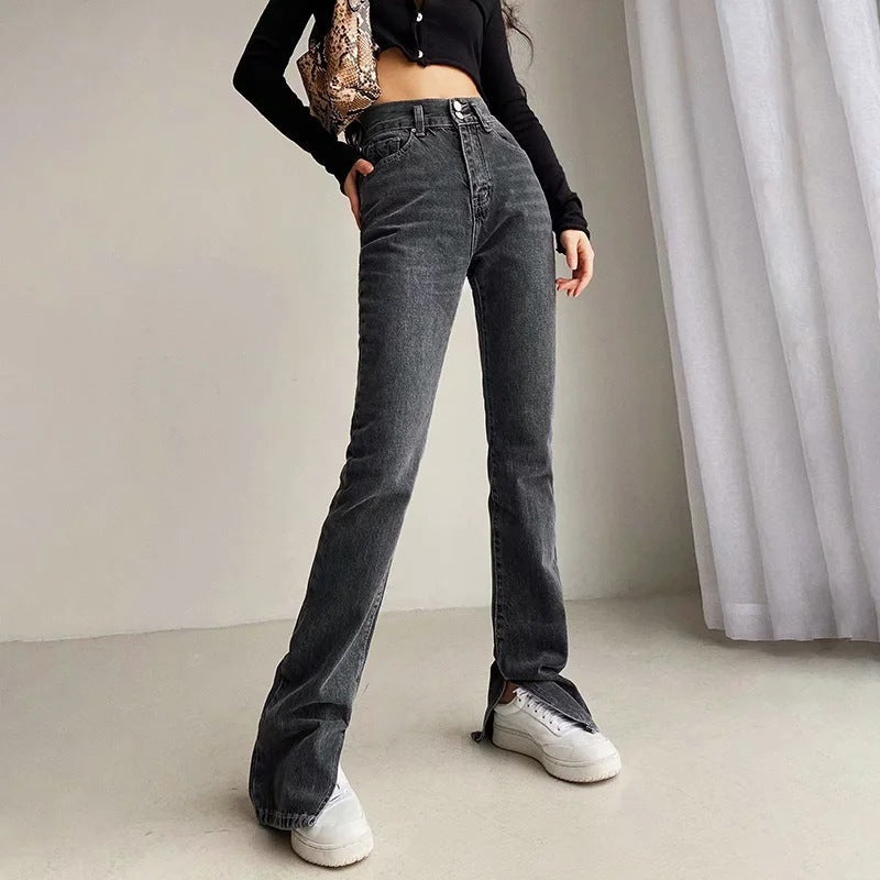 Women's High Waist Floor Split Mopping Jeans
