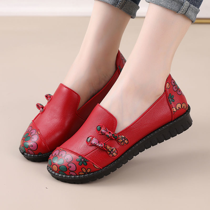 Ethnic Style Mother Shoes Autumn Women Soft-Soled Lazy Shoes Comfortable Women's Shoes Middle-Aged And Elderly Flat Shoes