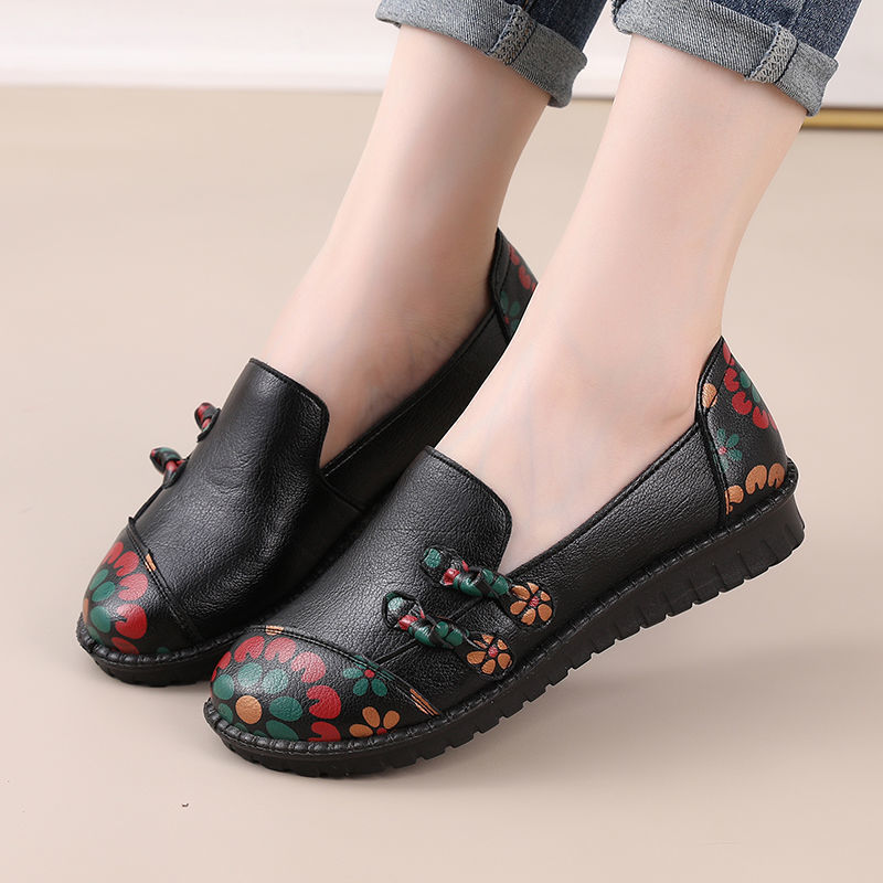 Ethnic Style Mother Shoes Autumn Women Soft-Soled Lazy Shoes Comfortable Women's Shoes Middle-Aged And Elderly Flat Shoes