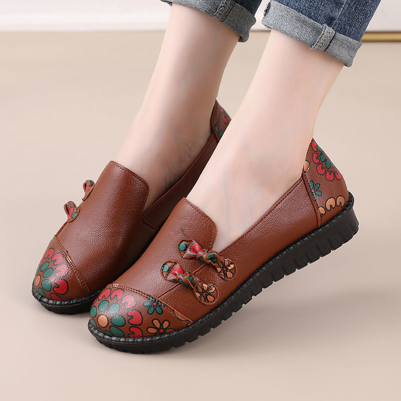 Ethnic Style Mother Shoes Autumn Women Soft-Soled Lazy Shoes Comfortable Women's Shoes Middle-Aged And Elderly Flat Shoes