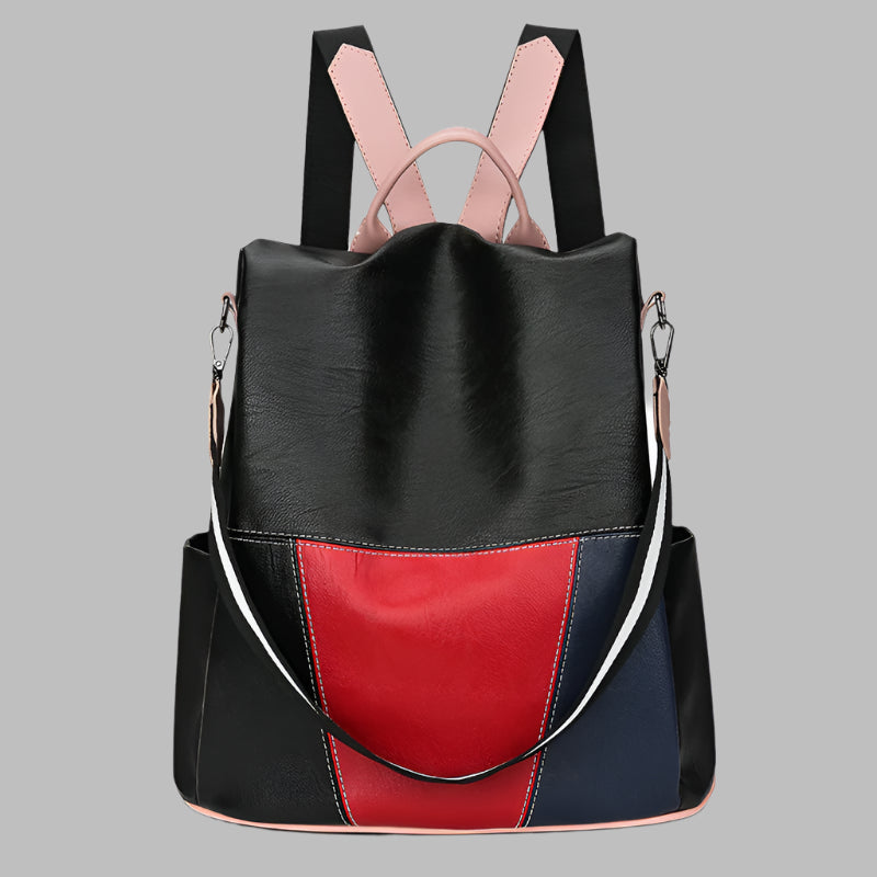 PU Small Backpack OOutdoor Travel Bag Hit Color Casual School Bag