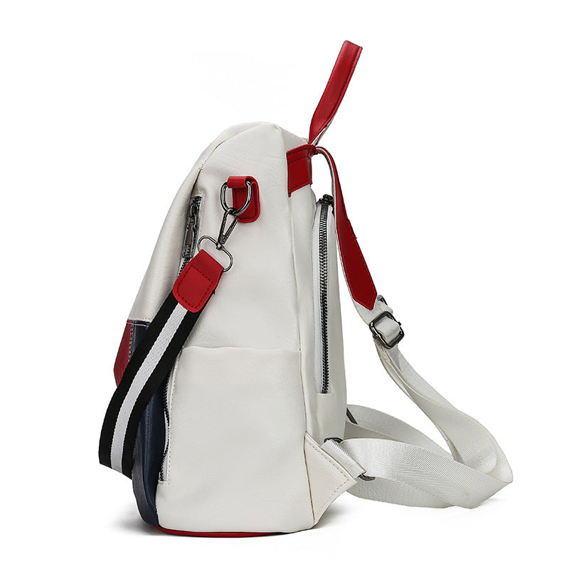 PU Small Backpack OOutdoor Travel Bag Hit Color Casual School Bag