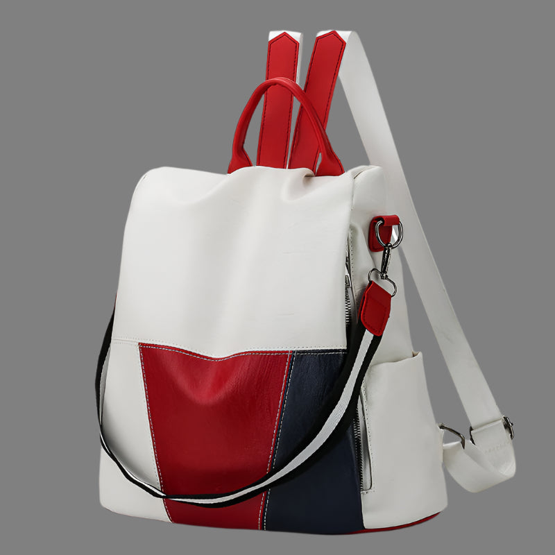 PU Small Backpack OOutdoor Travel Bag Hit Color Casual School Bag