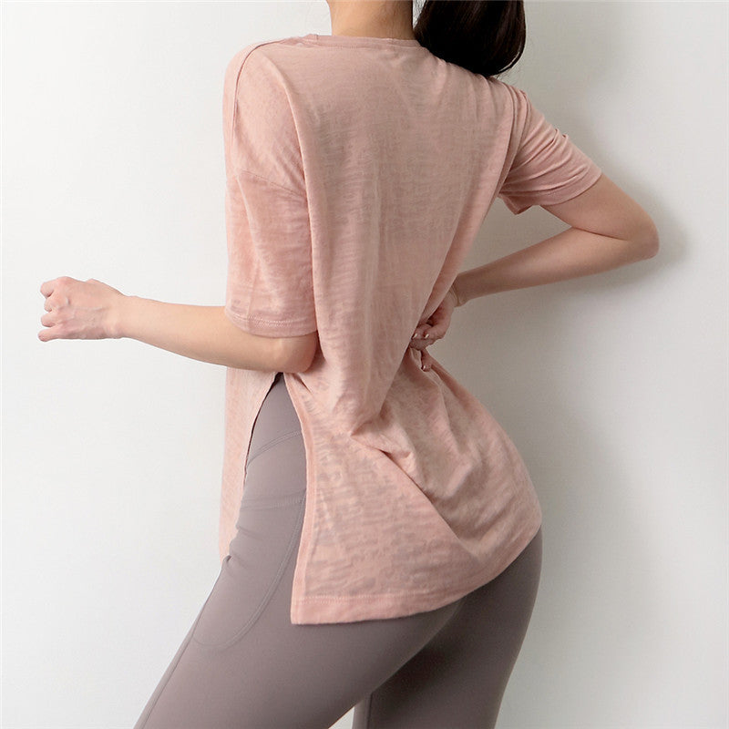 Thin Fitness Quick-drying Running Training T-shirt Round Neck Yoga Wear