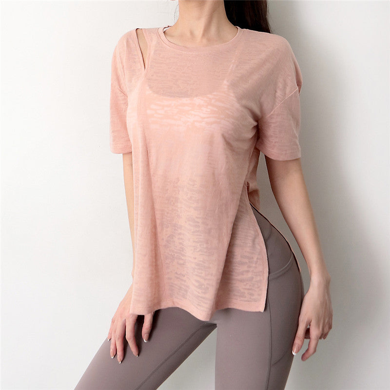 Thin Fitness Quick-drying Running Training T-shirt Round Neck Yoga Wear