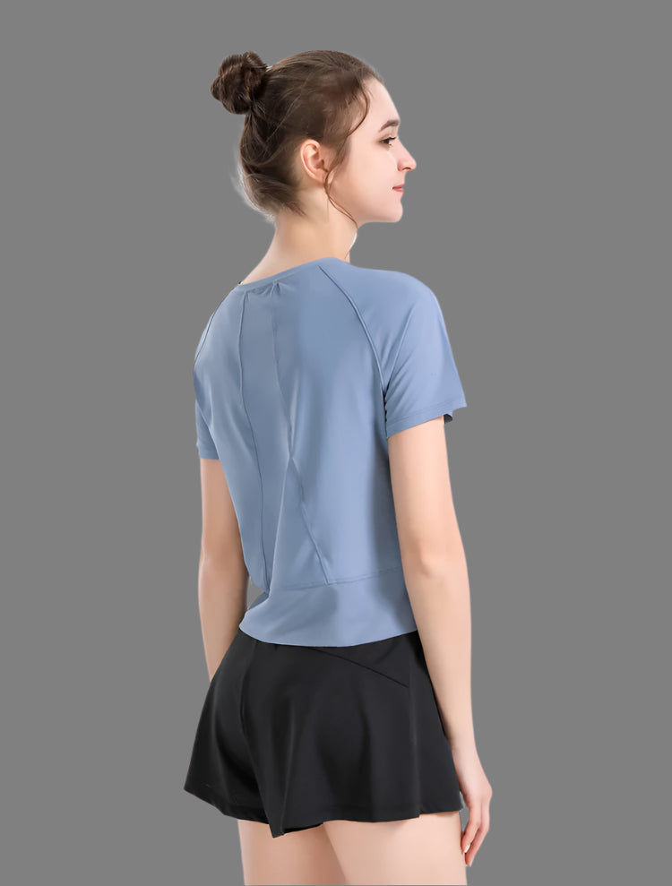 Yoga Exercise Fitness Running Top Women Short SLeeves