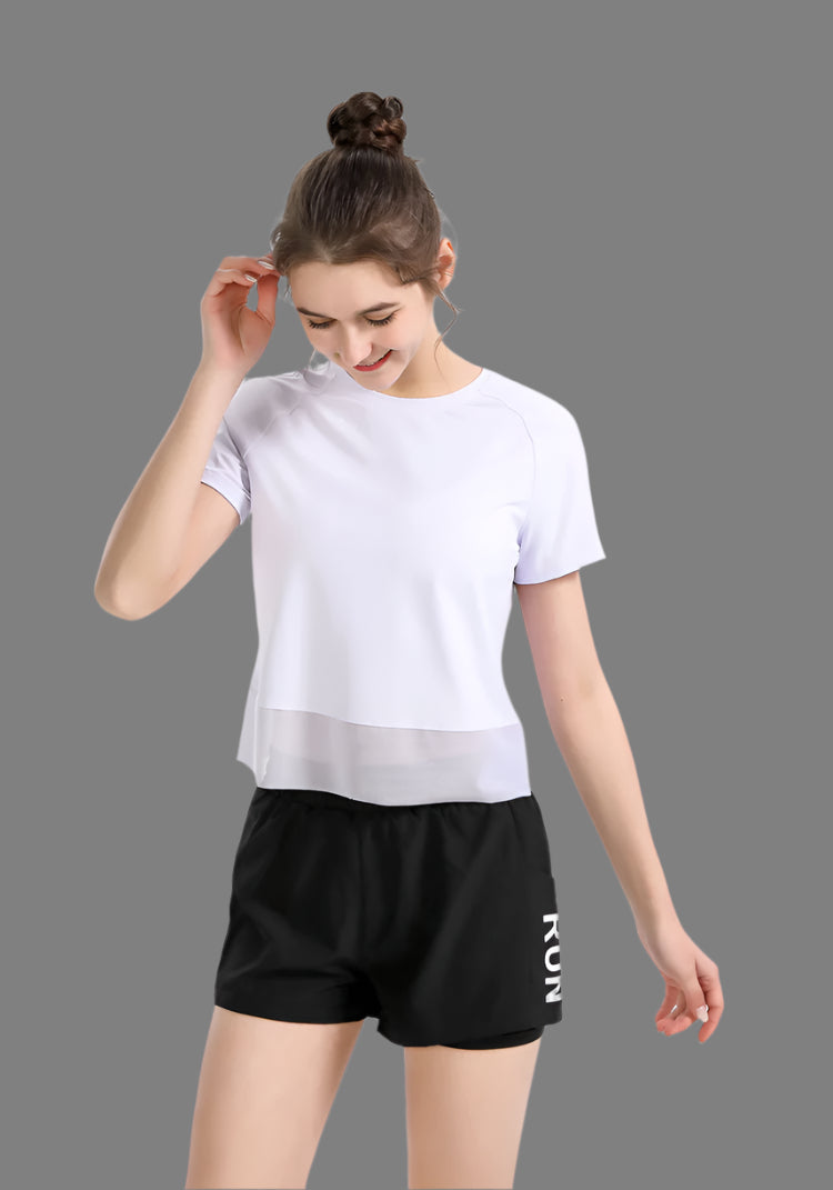 Yoga Exercise Fitness Running Top Women Short SLeeves