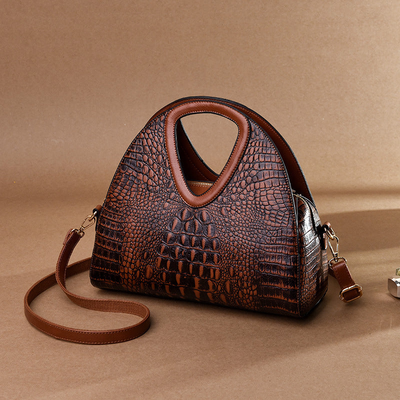 Ladies One Shoulder Crossbody Embossed Soft Leather Tote