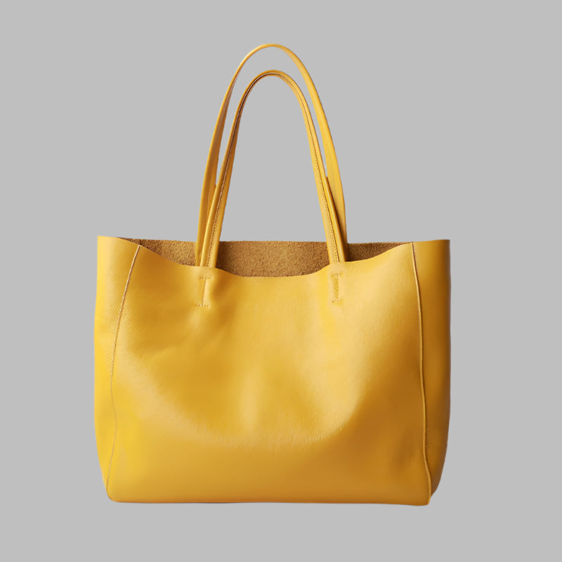 Leather With Large Capacity Tote Wrapped Cowhide Is Stylish And Simple