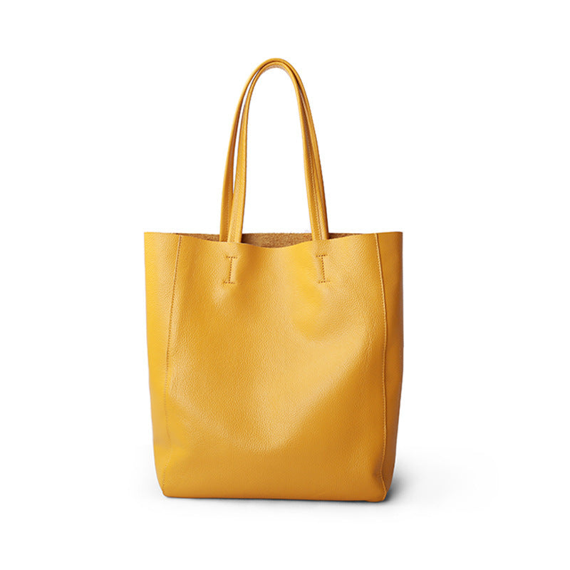 Leather With Large Capacity Tote Wrapped Cowhide Is Stylish And Simple