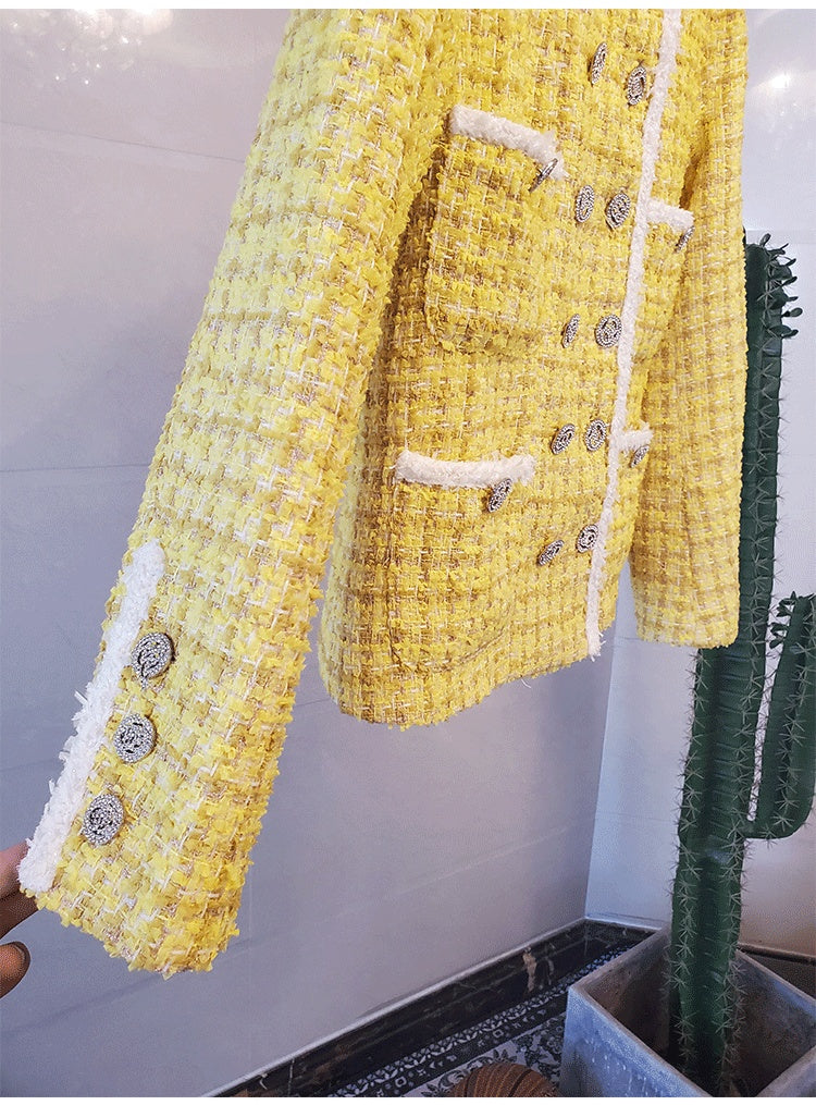 Autumn And Winter Xiaoxiang Short Coat Female Ladies Stand-Collar Double-Breasted Tweed Coat