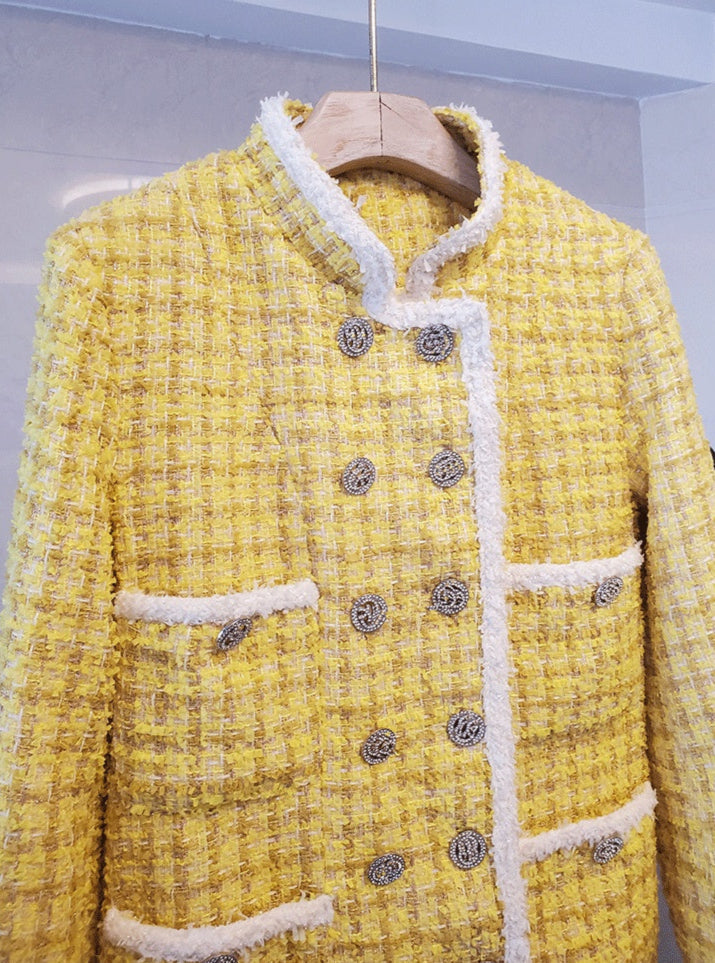 Autumn And Winter Xiaoxiang Short Coat Female Ladies Stand-Collar Double-Breasted Tweed Coat