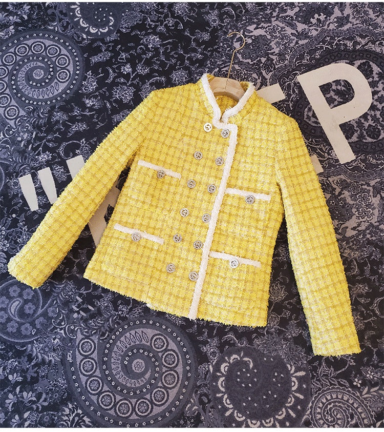 Autumn And Winter Xiaoxiang Short Coat Female Ladies Stand-Collar Double-Breasted Tweed Coat