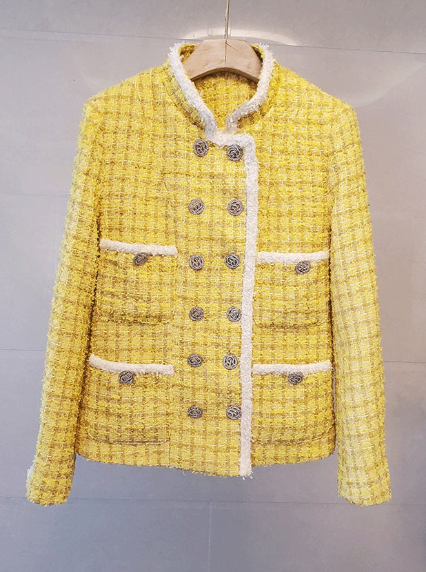 Autumn And Winter Xiaoxiang Short Coat Female Ladies Stand-Collar Double-Breasted Tweed Coat