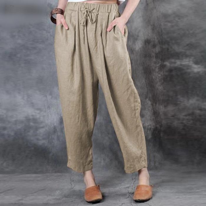 Casual Solid Color Plus Size Pants