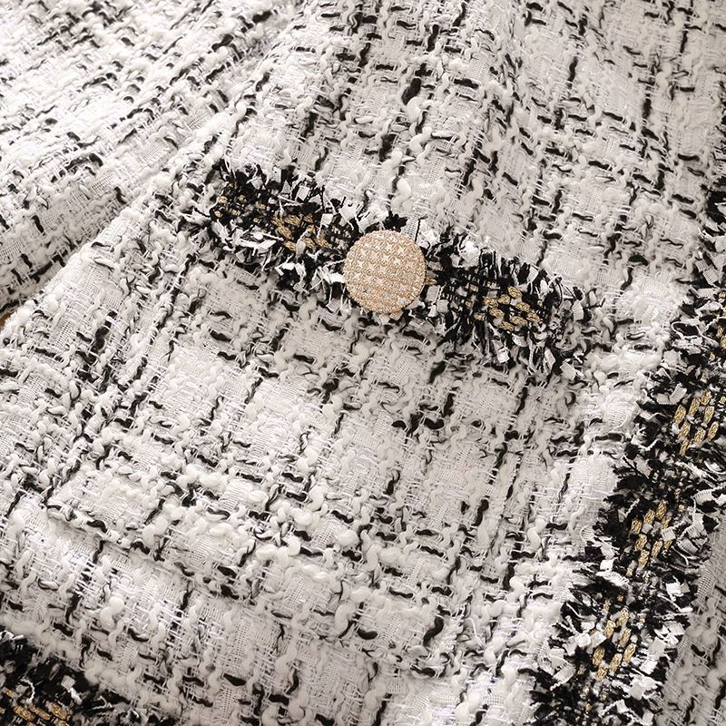 Temperament Celebrity Long Sleeve Tweed Slim Fitting Jacket