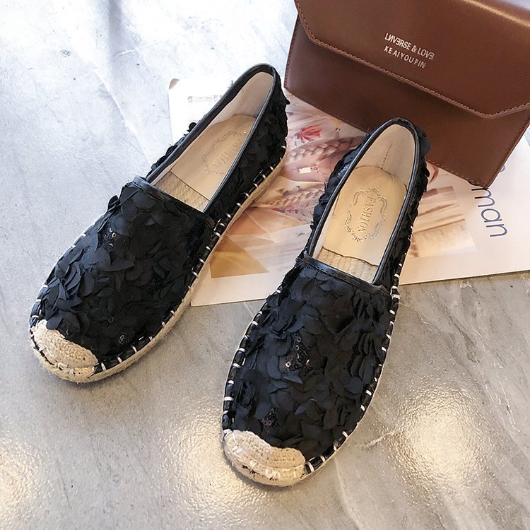 Flat Round Toe Women's Single Shoes Hemp Rope Straw Shoes Women