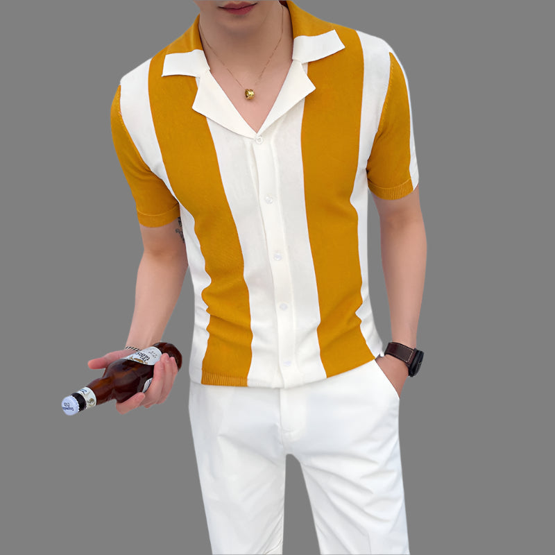 British Men's Slim Fashion Knitted Polo Shirt