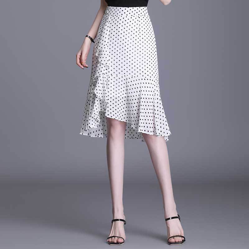 Polka Dot Chiffon Fishtail Bag Hip Skirt Female Summer New Style Skirt