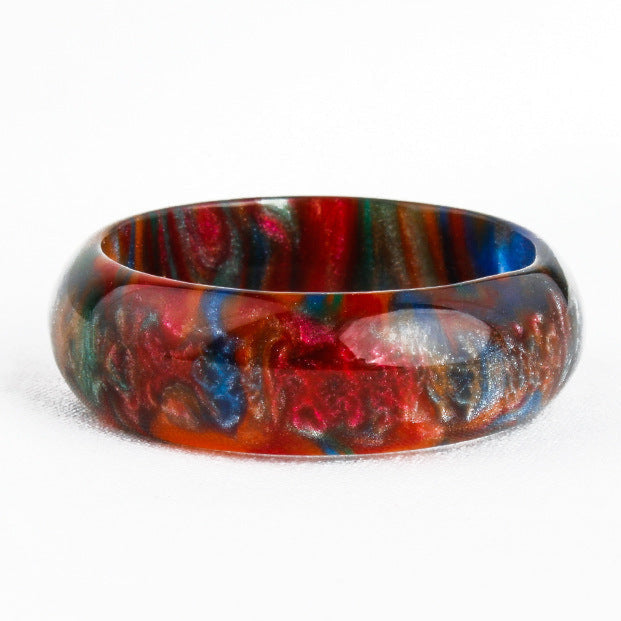 Acrylic Resin Personality Simple Colorful Rainbow Ring