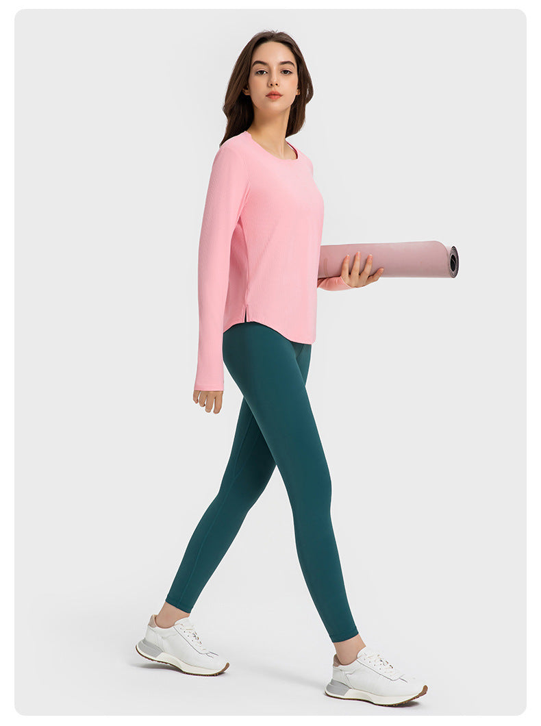 New Vertical Bar Thread 20 Loose Sports Long Sleeve Women's Fashion Casual Fitness Yoga Wear