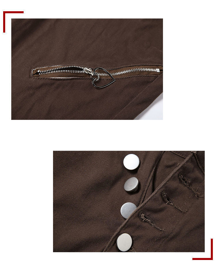 Women's Fashionable All-match Retro High Waist Zipper Jeans