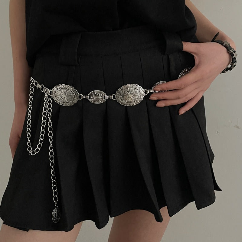 Retro Multi-element Ethnic Style Carved Chain Niche Modified Waist
