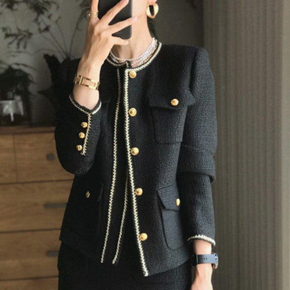 Classic Style Tweed Skirt Suit