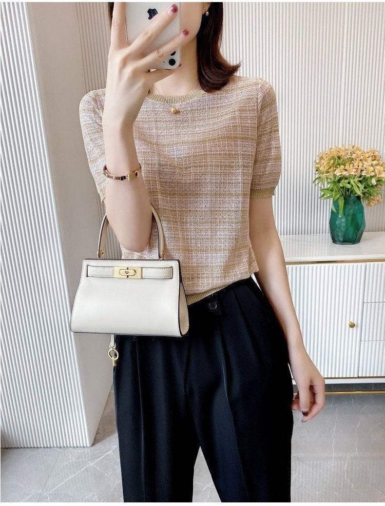 Women's Round Neck Ice Silk Knitwear