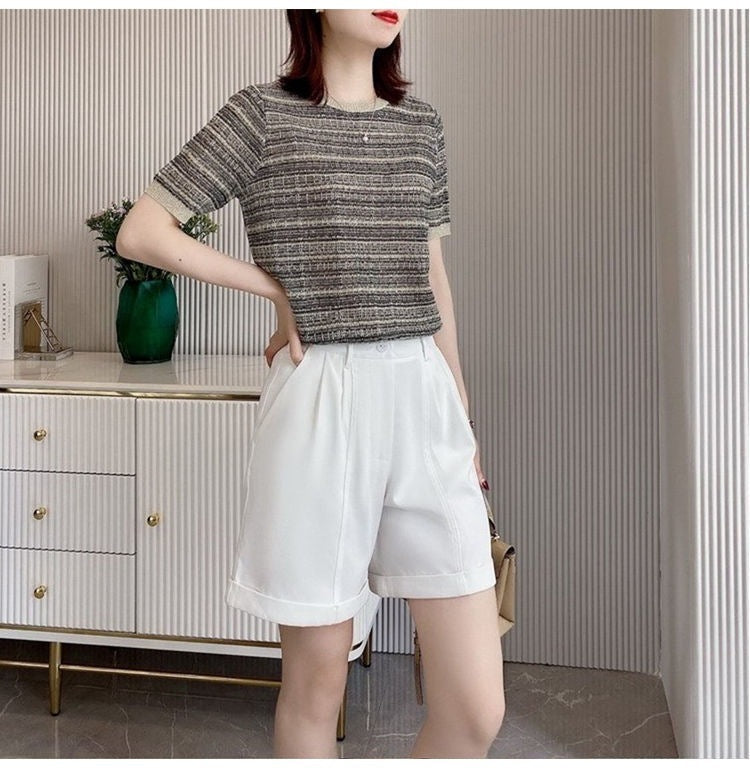 Women's Round Neck Ice Silk Knitwear