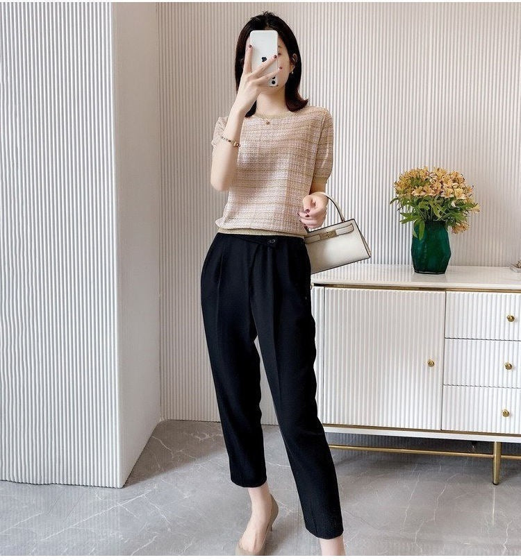 Women's Round Neck Ice Silk Knitwear