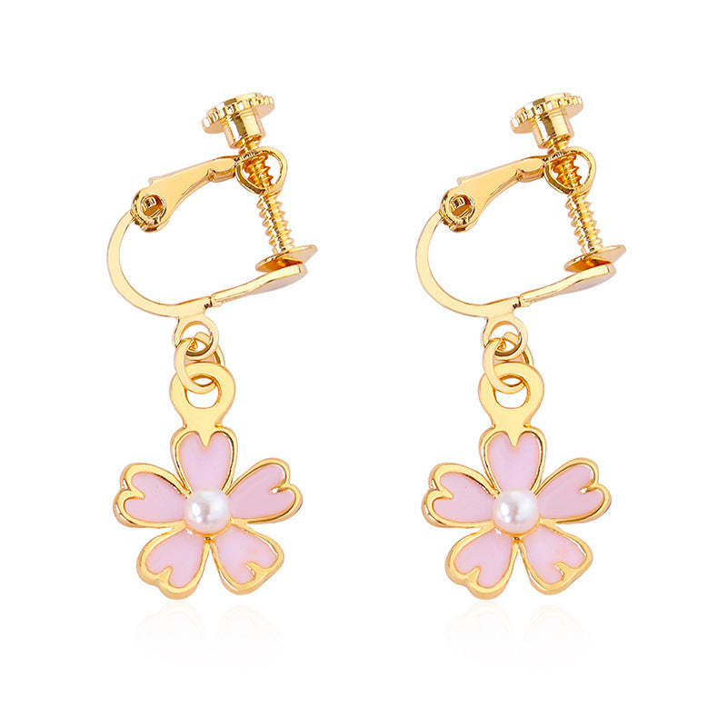 Five-leaf Flower Without Pierced Ears Earring Ear Clip