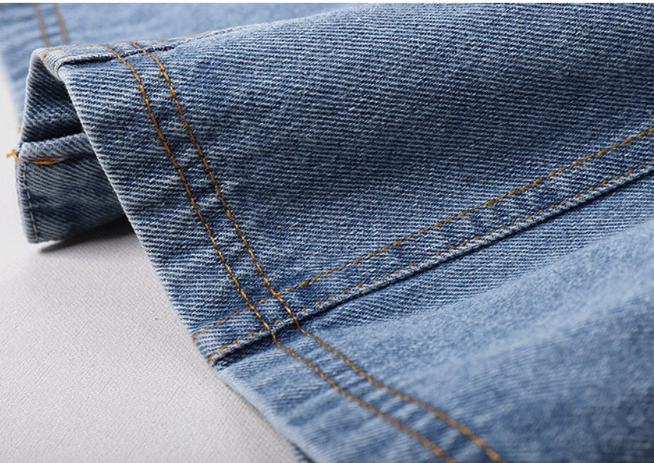 Fake two-piece stitching denim dress