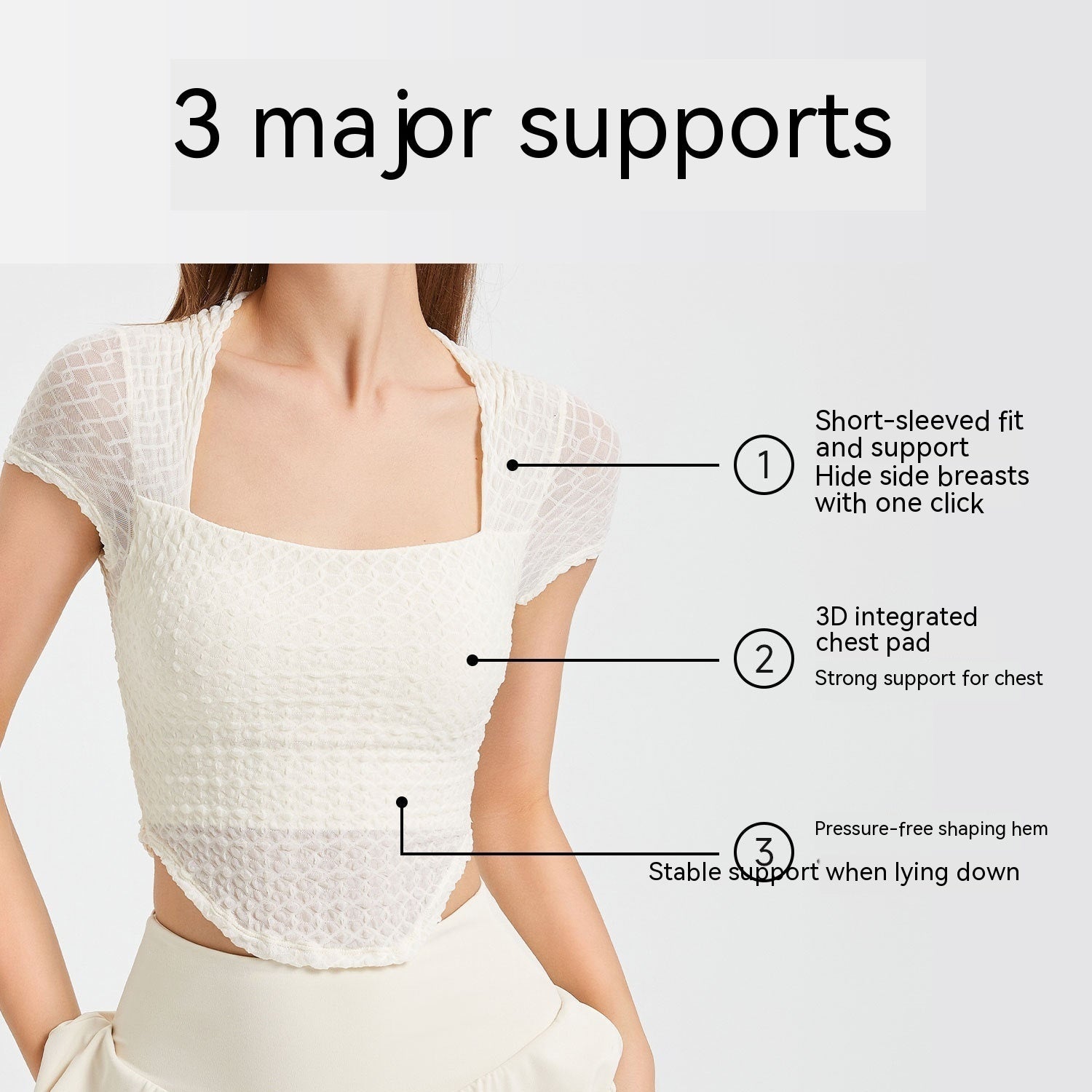 Chest Pad Short Sleeve Stretch Nylon Top Women's Yoga Clothes Workout Clothes