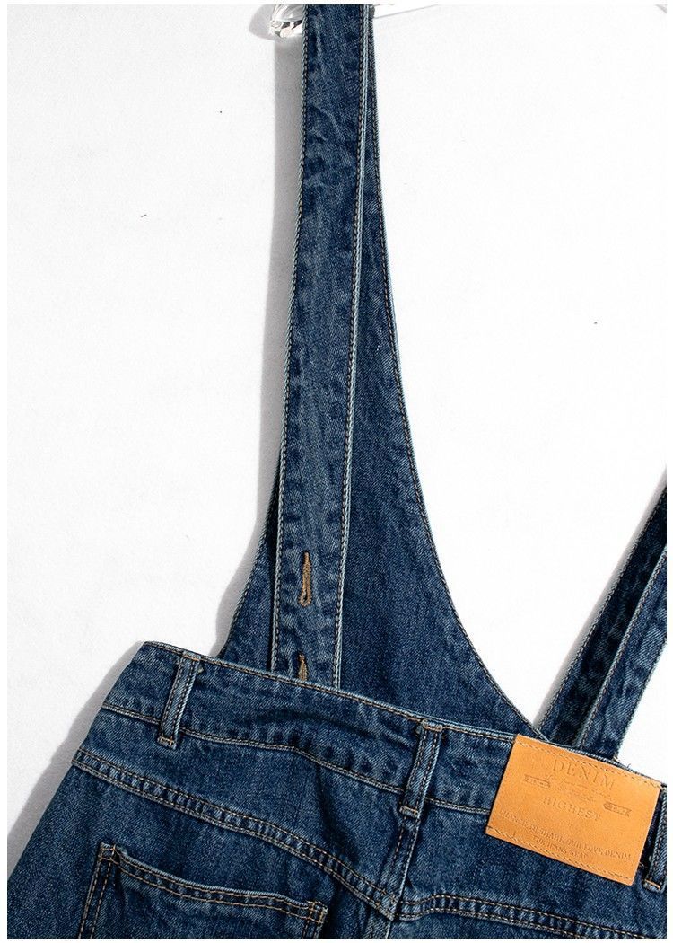 Women's Metal Buckle Versatile Asymmetric Small Waist Bag Denim Suspender Pants