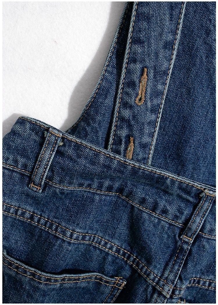 Women's Metal Buckle Versatile Asymmetric Small Waist Bag Denim Suspender Pants