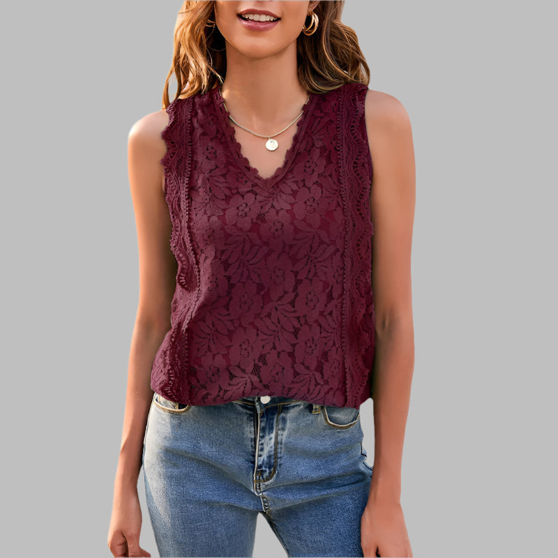 Lace Cut-out Ruffles Sexy Knitted Lace Top