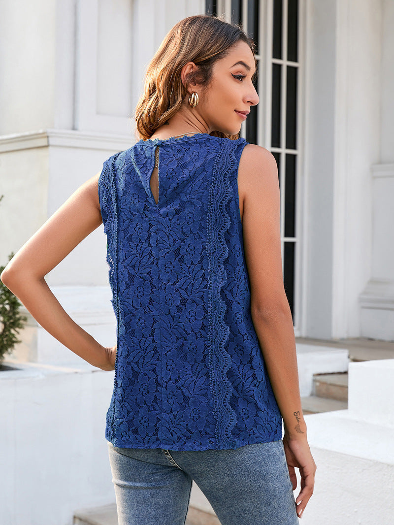 Lace Cut-out Ruffles Sexy Knitted Lace Top