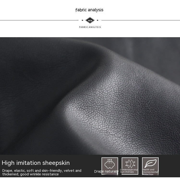 Autumn And Winter Fleece-lined Thickened Side Slit PU Leather Hip Skirt