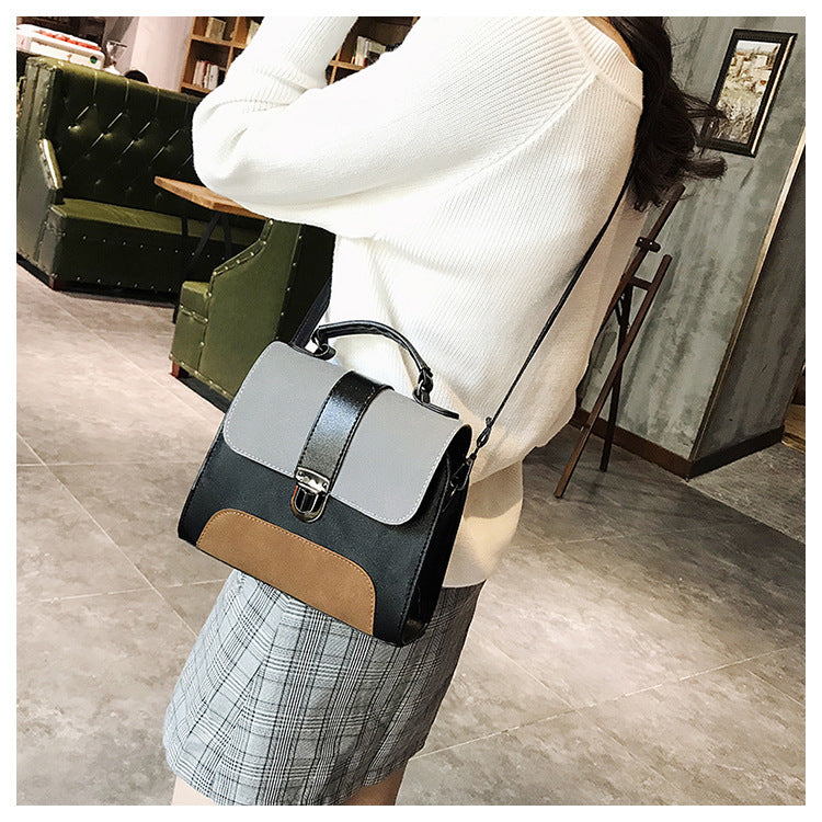 Fashion Frosted Cover Contrast Color Bag