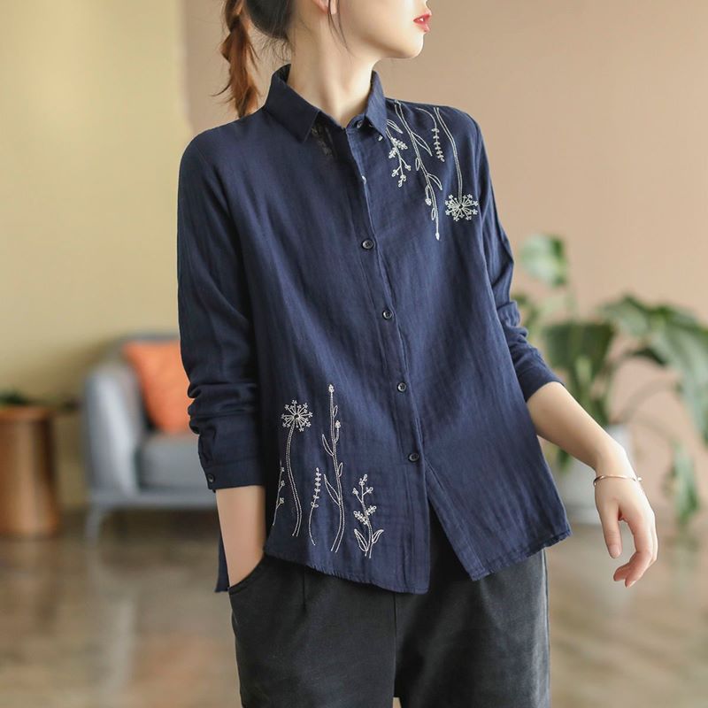 Simple Art Pure Cotton Long Sleeve Shirt