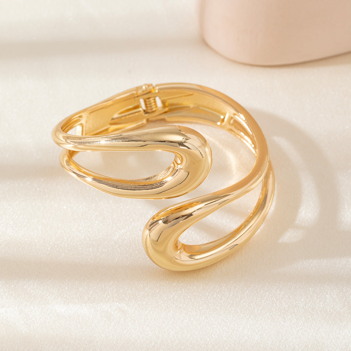 Personalized Hammered Irregular Gold Bracelet For Women