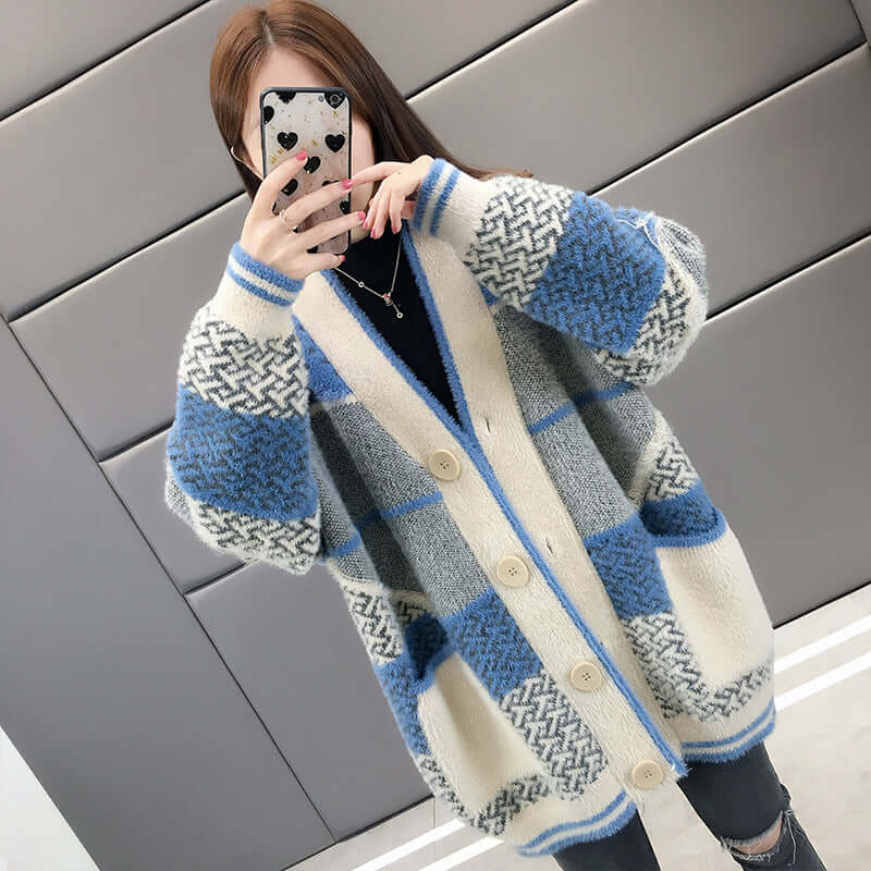 Loose Casual Ladies Sweaters For Outer Wear