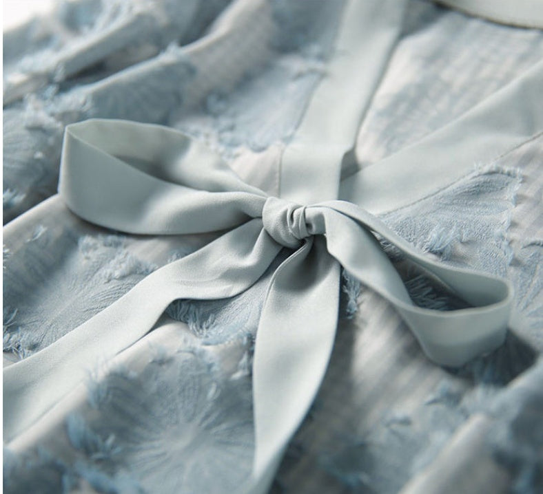 Lantern Sleeve Chiffon Shirt Women's Bowknot Loose Slimming Blouse