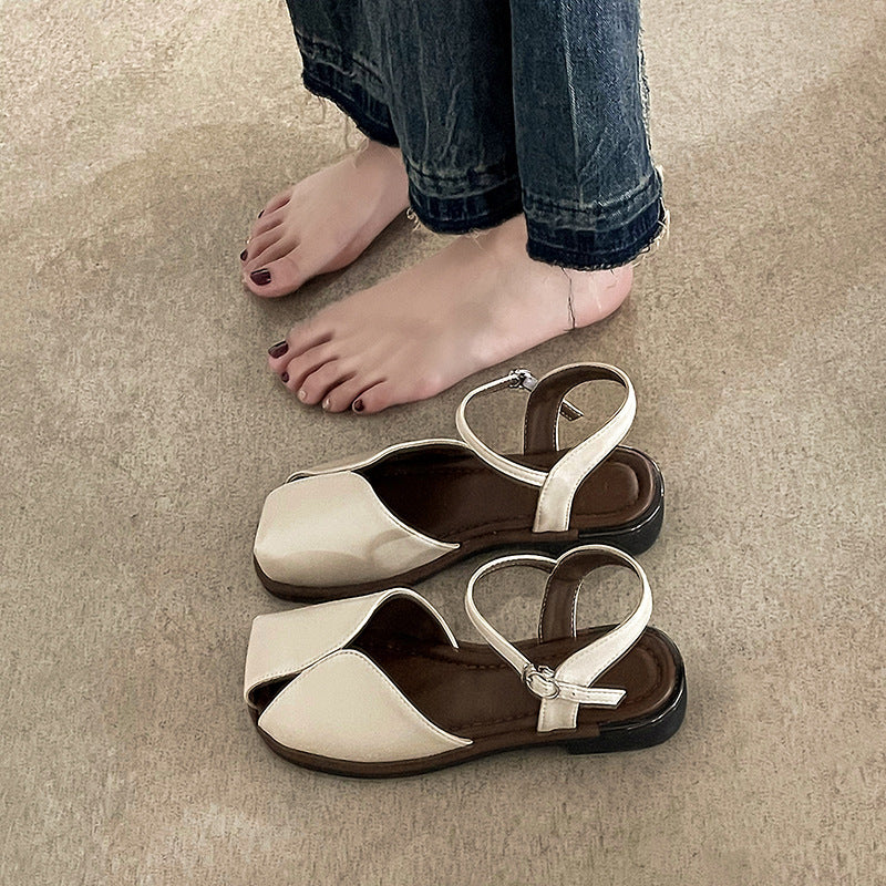 Maillard Style Closed Toe Flat Sandals
