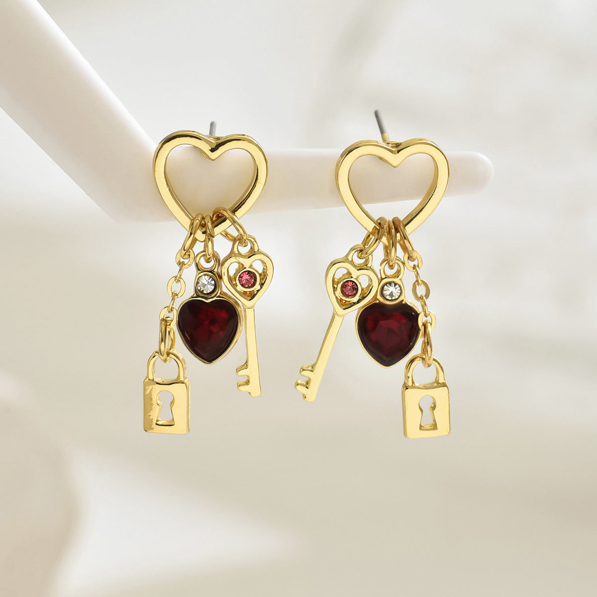 Luxury Love With Rhinestone Lock & Key Series Earrings