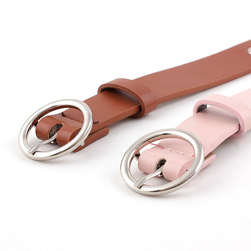 Hollow Eyelet Belt, Ladies Fashion Round Buckle Decoration