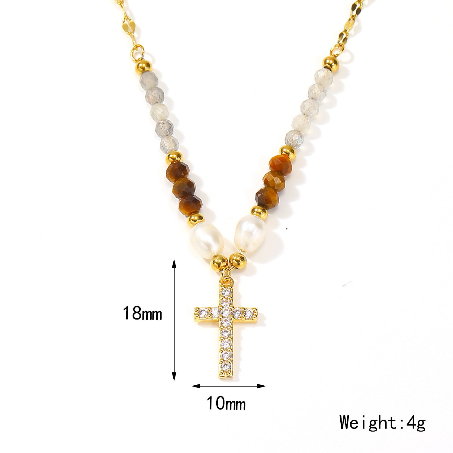 American Ins Niche Design Beaded Cross Clavicle Chain