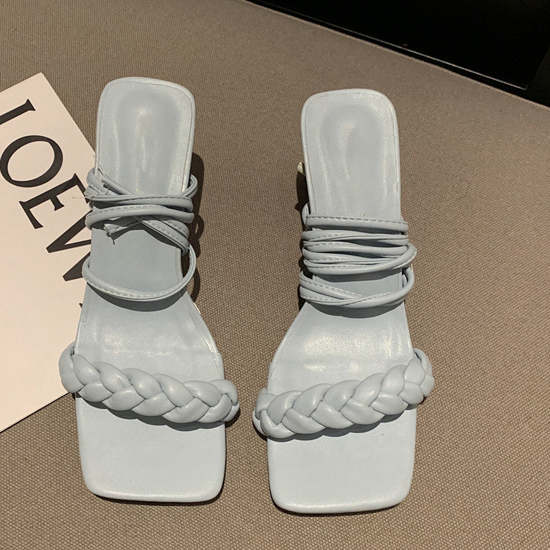 Candy Cross Strap Square  Woven Sandals