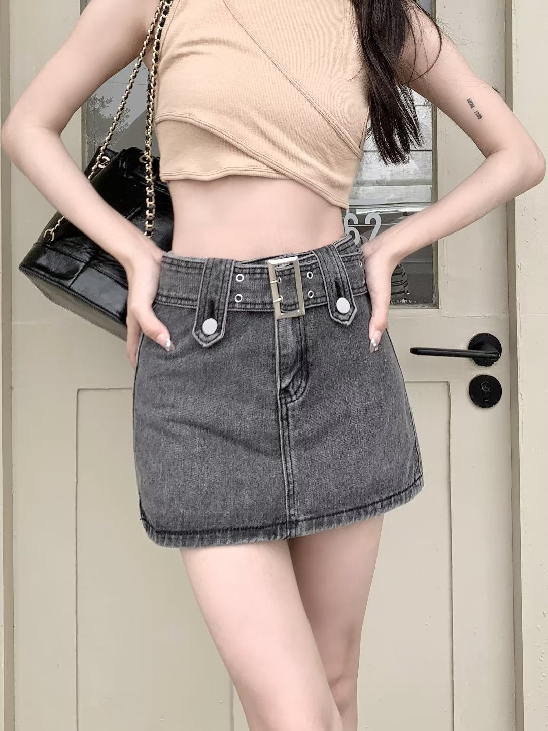 European And American Hot Girls Denim Pantskirt Anti-exposure A- Line Sheath